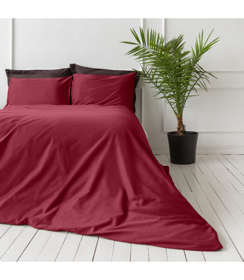 Premium satiinist voodipesu komplekt "Maroon". Satiinist voodipesu