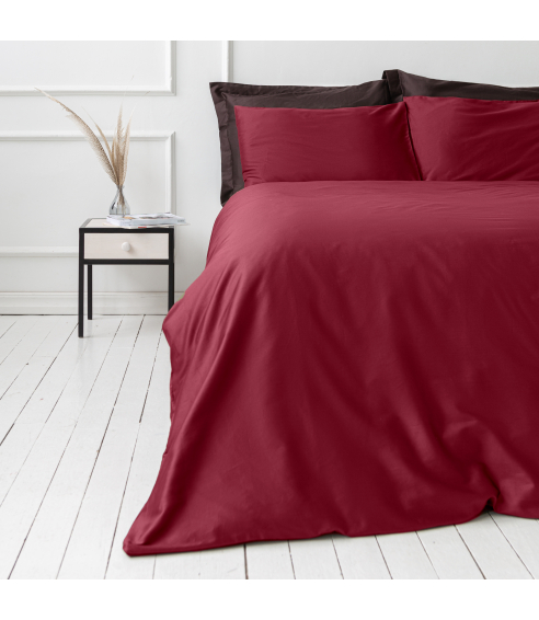 Premium satiinist voodipesu komplekt "Maroon". Satiinist voodipesu