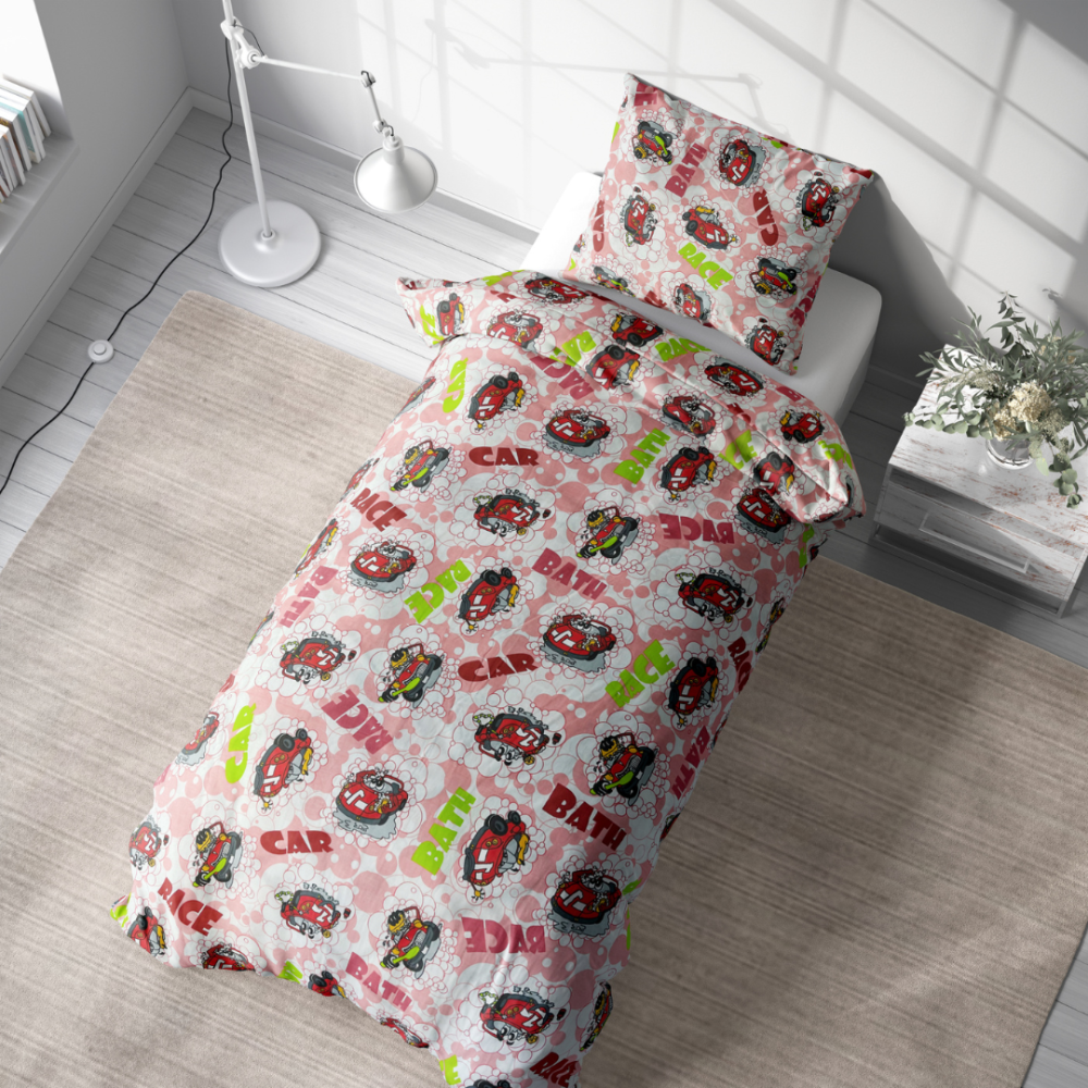 Laste voodipesu komplekt "Bath red". Laste voodipesu, 140x200 cm