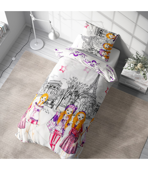 Laste voodipesu komplekt "Eiffel violet". Laste voodipesu