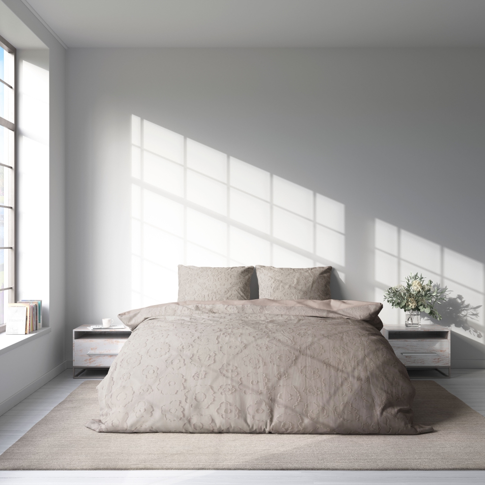 Kortsukangast voodipesu komplekt "Beige Floro". Voodipesu komplektid 200x220, 200x200 cm, 200x220 cm