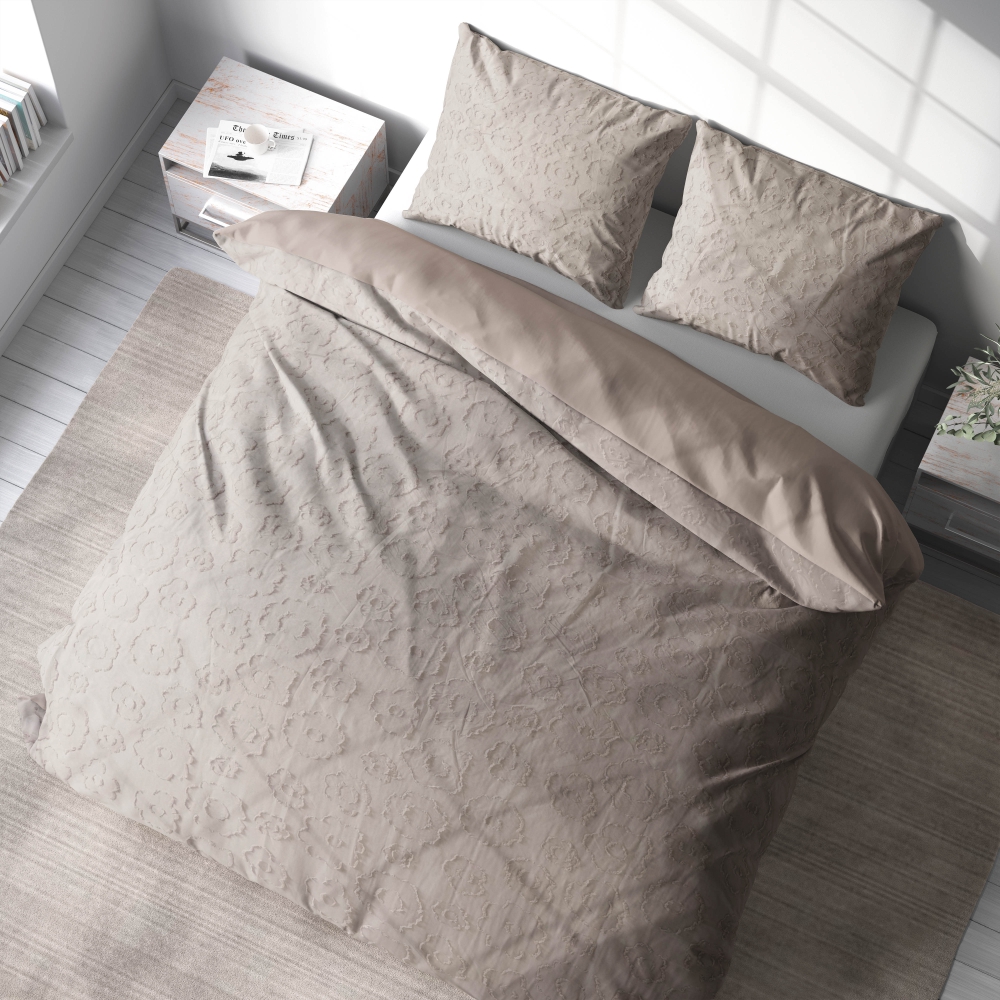 Kortsukangast voodipesu komplekt "Beige Floro". Voodipesu komplektid 200x220, 200x200 cm, 200x220 cm