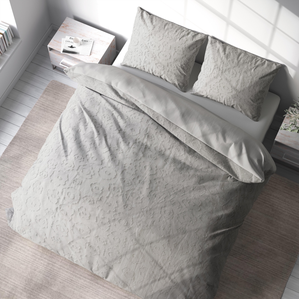 Kortsukangast voodipesu komplekt "Grey Floro". Voodipesu komplektid 200x200, 200x200 cm, 200x220 cm
