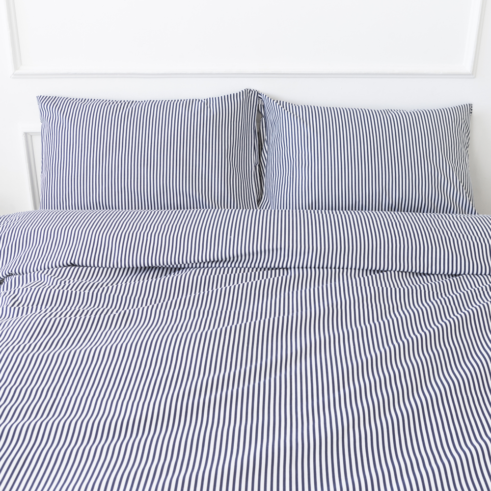 Voodipesu komplekt "Blue stripes". Puuvillane voodipesu, 140x200 cm