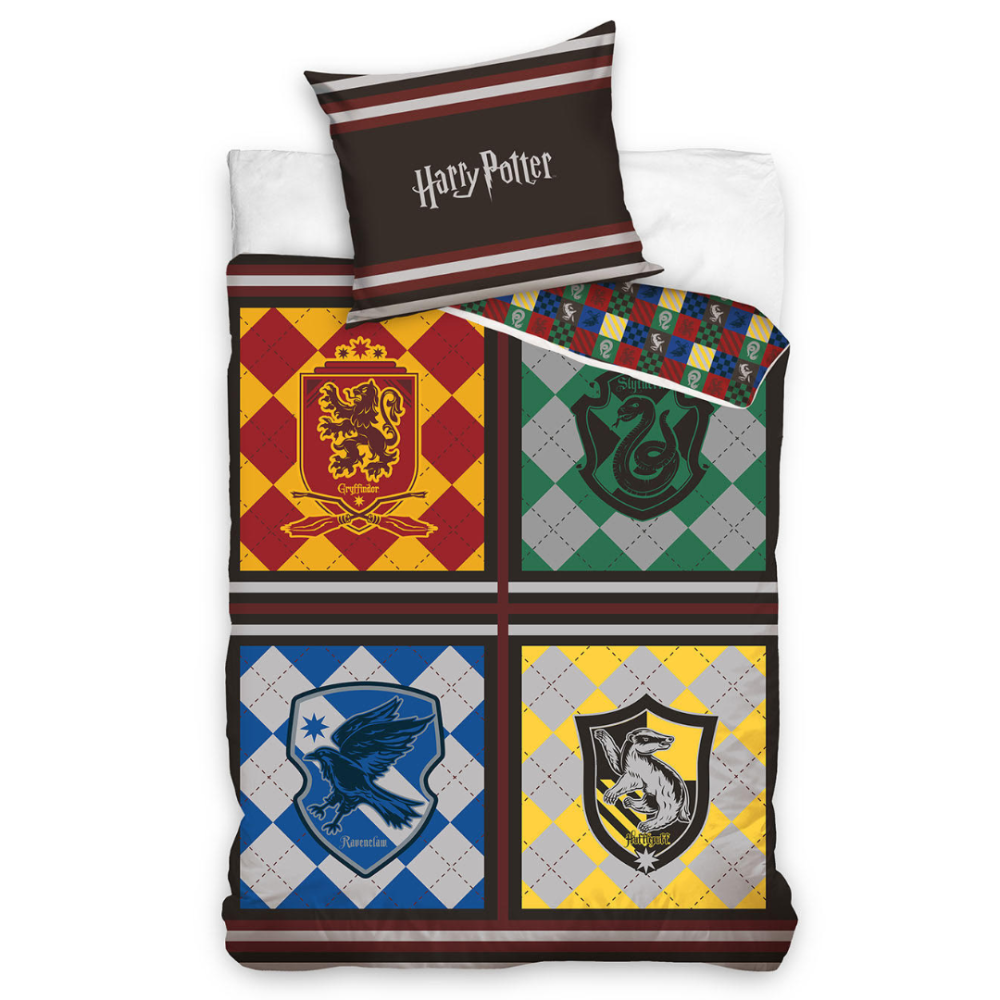 Laste voodipesu komplekt "Houses of Hogwarts". Puuvillane voodipesu, 140x200 cm