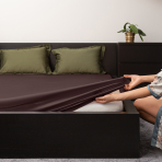 Satiinist kummiga voodilina „Chocolate“. Kummiga voodilinad, 90x200 cm, 140x200 cm, 160x200 cm, 180x200 cm