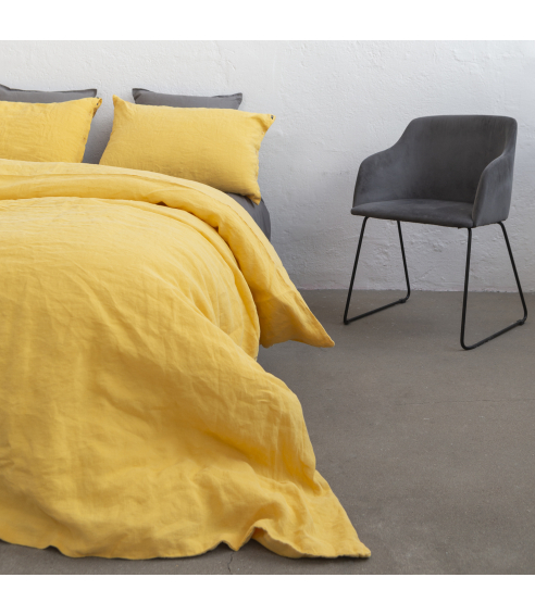 Linane voodipesu „Linen yellow“. Linane voodipesu