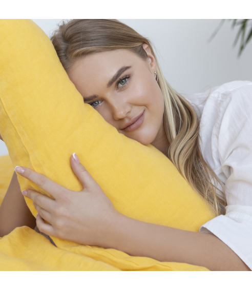 Linane voodipesu „Linen yellow“. Linane voodipesu