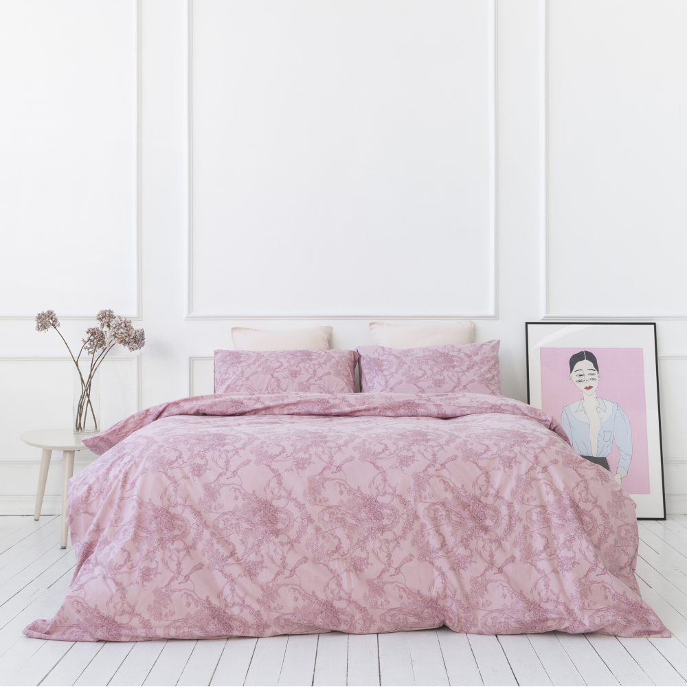 Voodipesu komplekt "Toile de Jouy red". Puuvillane voodipesu, 140x200 cm