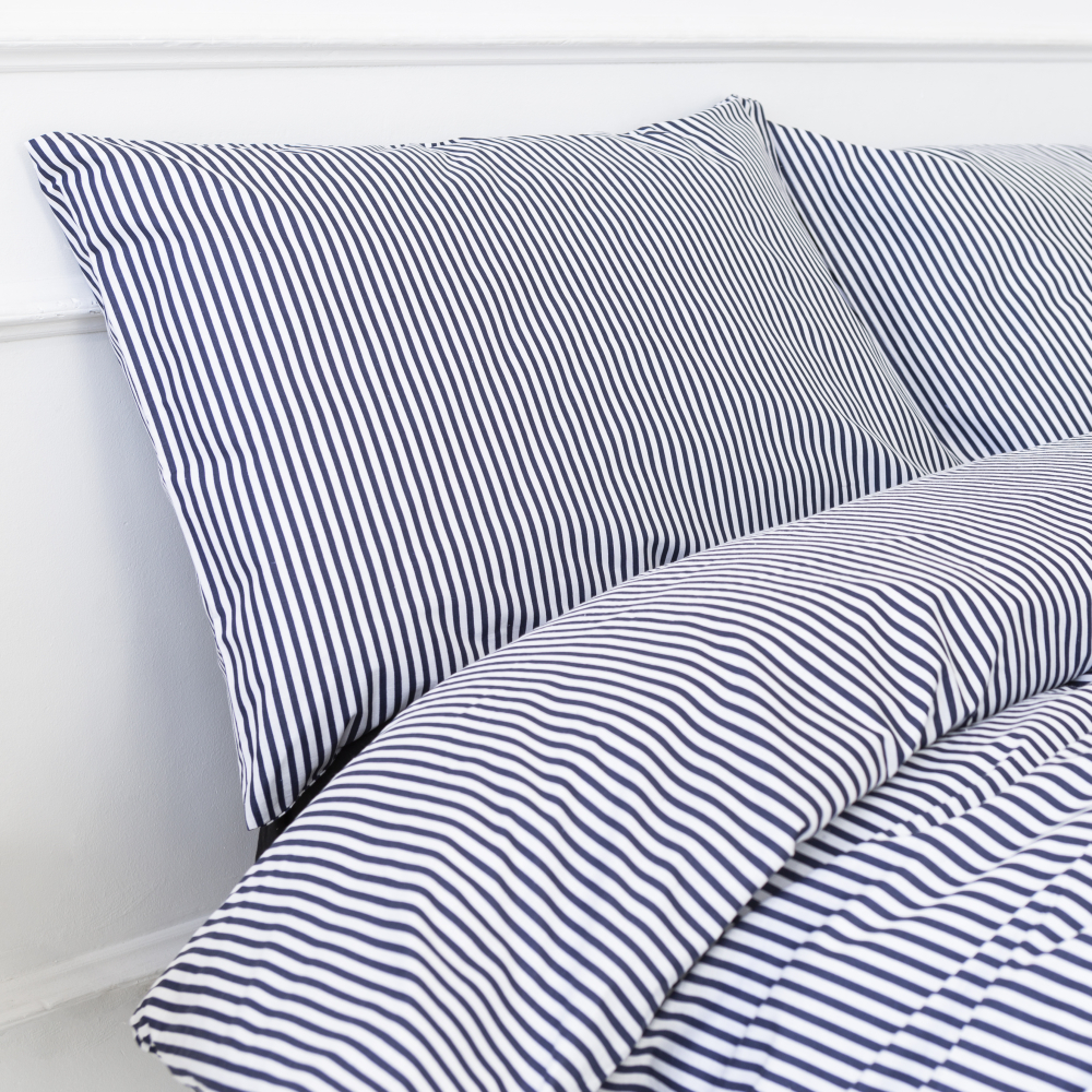 Voodipesu komplekt "Blue stripes". Puuvillane voodipesu, 140x200 cm