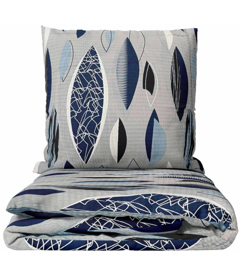Kortsukangast voodipesu „Kora Indigo Drift“. Puuvillane voodipesu