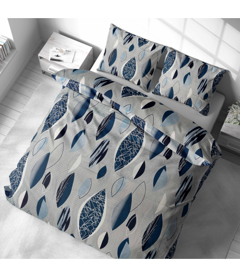 Kortsukangast voodipesu „Kora Indigo Drift“. Puuvillane voodipesu