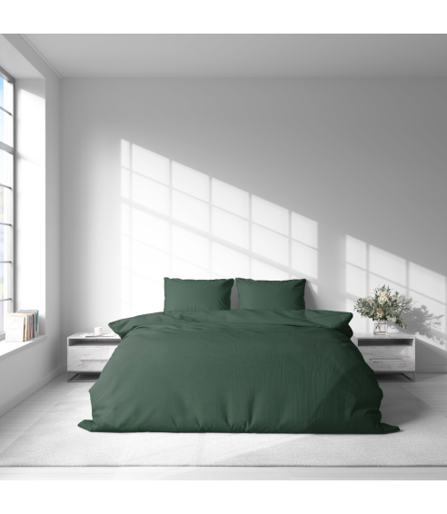 Linane voodipesu "Linen Dark Green". Linane voodipesu