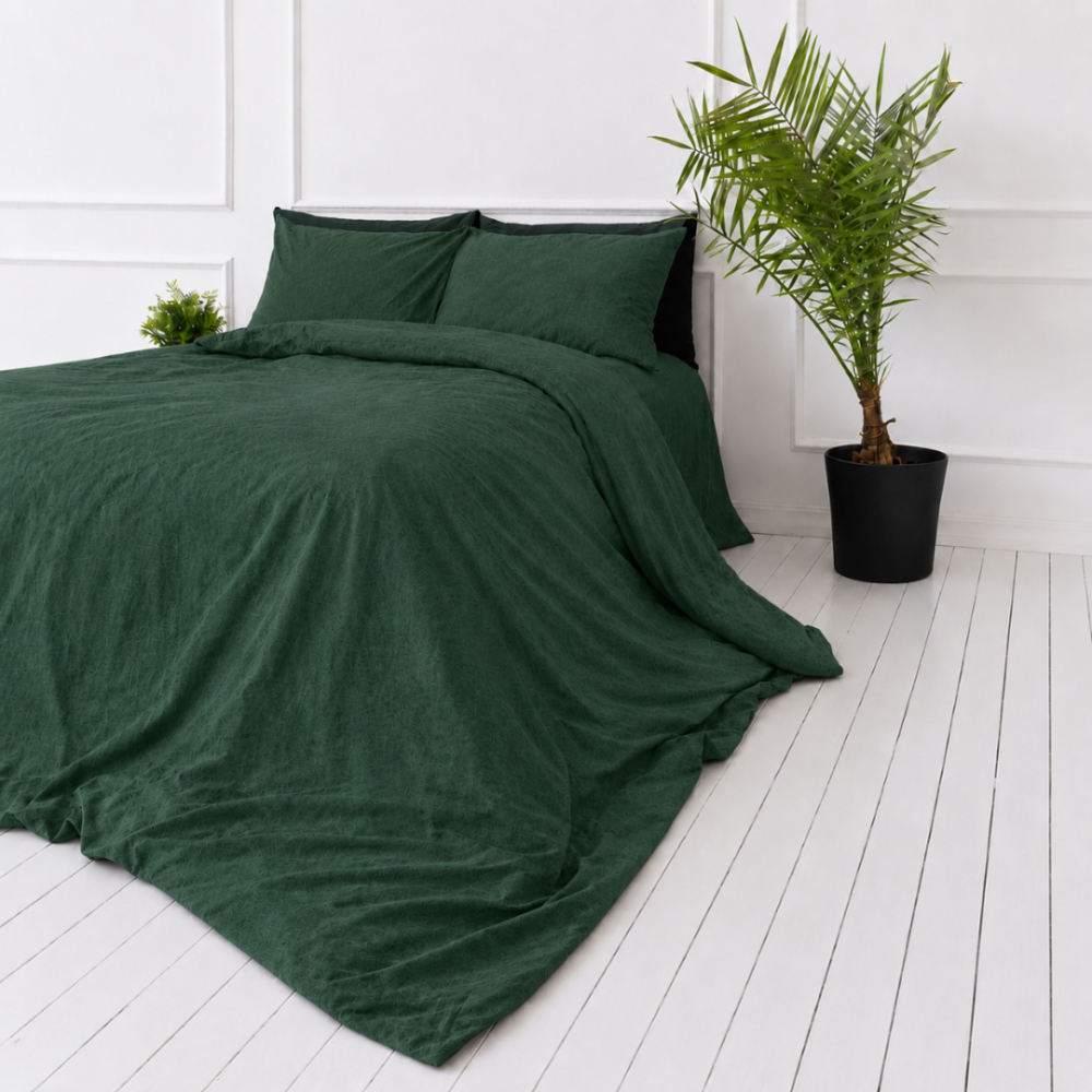 Linane voodipesu "Linen Dark Green". Voodipesu komplektid 150x200, 140x200 cm, 150x200 cm, 160x200 cm, 180x200 cm, 200x200 cm, 200x220 cm, 220x240 cm