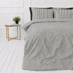 Linane voodipesu „Linen Grey Stripes“. Voodipesu komplektid 150x200, 140x200 cm, 150x200 cm, 160x200 cm, 180x200 cm, 200x200 cm, 200x220 cm, 220x240 cm. Elegantne hallide ja valgete triipudega voodipesukomplekt.