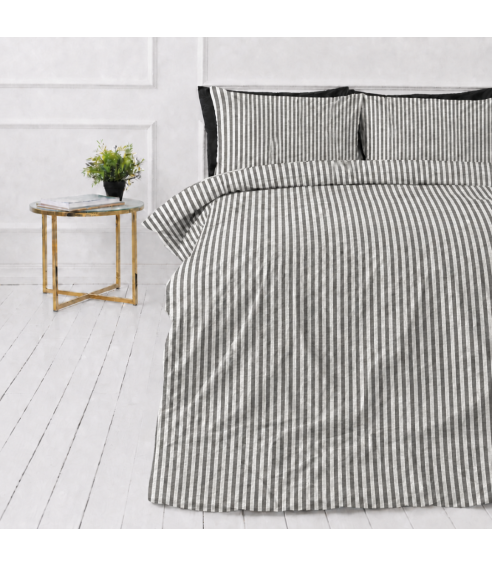 Linane voodipesu „Linen Grey Stripes“. Linane voodipesu