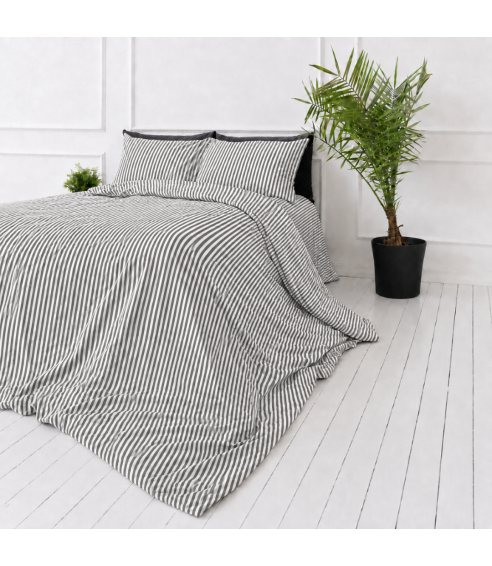 Linane voodipesu „Linen Grey Stripes“. Linane voodipesu