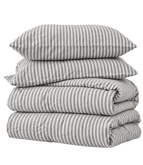 Linane voodipesu „Linen Grey Stripes“. Linane voodipesu