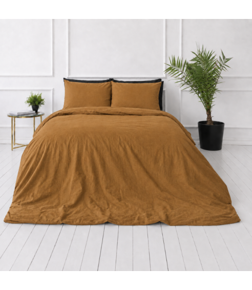 Linane voodipesu „Linen Mustard“. Linane voodipesu