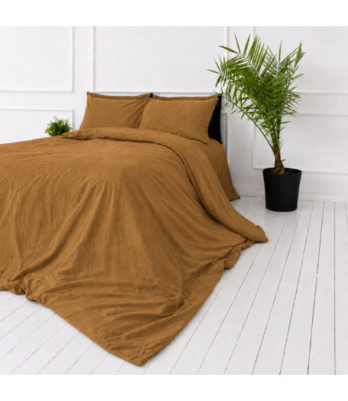 Linane voodipesu „Linen Mustard“. Linane voodipesu