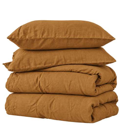 Linane voodipesu „Linen Mustard“. Linane voodipesu