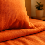 Linane voodipesu "Linen Orange". Linane voodipesu, 140x200 cm, 200x200 cm, 200x220 cm, 220x240 cm. Pehme lina tekstuur erkroosas voodipesukomplektis.