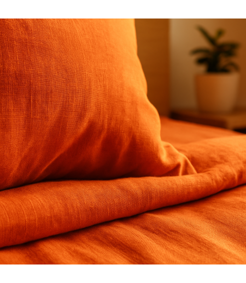 Linane voodipesu "Linen Orange". Linane voodipesu