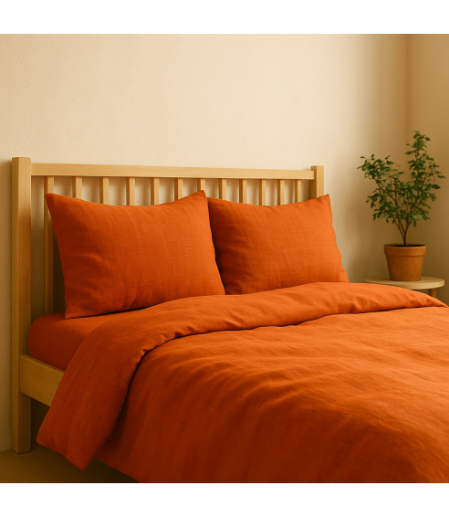Linane voodipesu "Linen Orange". Linane voodipesu