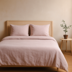 Linane voodipesu "Linen Rose". Linane voodipesu, 140x200 cm, 200x200 cm, 200x220 cm, 220x240 cm. Minimalistlik roosa linane voodipesu ilma mustrita.