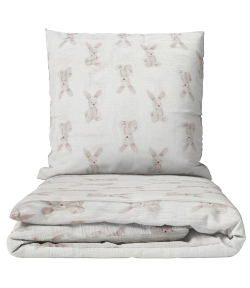 Musliinist voodipesu komplekt "Sweet Bunny Rest". Puuvillane voodipesu