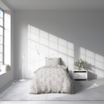 Musliinist voodipesu komplekt "Sweet Bunny Rest". Puuvillane voodipesu, 140x200 cm, 160x200 cm. Voodipesukomplekt valge taustaga ja liivakarva jänesemustriga, ideaalne lastele ja täiskasvanutele.