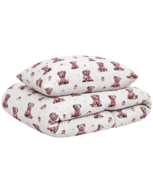 Musliinist voodipesu komplekt "Fluffy Bear muslin". Laste voodipesu