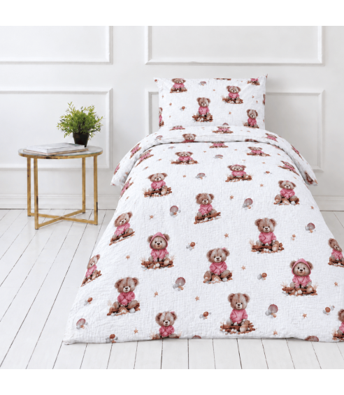 Musliinist voodipesu komplekt "Fluffy Bear muslin". Laste voodipesu