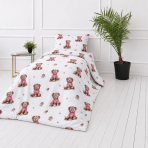 Musliinist voodipesu komplekt "Fluffy Bear muslin". Voodipesukomplektid, 140x200 cm, 150x210 cm, 160x200 cm. Kaisukarumustriga voodipesukomplekt roosade, pruunide ja hallide detailidega valgel taustal. Musliinist voodipesu komplekt "Fluffy Bear muslin". Voodipesukomplektid, 140x200 cm, 150x210 cm, 160x200 cm. Kaisukarumustriga voodipesukomplekt roosade, pruunide ja hallide detailidega valgel taustal.