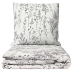 Voodipesu komplekt "Alkali". Mustriline voodipesu, 140x200 cm, 200x200 cm, 200x220 cm. Valge voodipesu komplekt peene tumelilla ainekontuuridega.