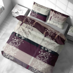 Voodipesu komplekt "Promiseland". Voodipesu komplektid 140x200, 140x200 cm, 160x200 cm, 200x200 cm, 200x220 cm. Heledates toonides voodipesu lilla aktsendi ja keskel oleva mustriga, mis lisab teie magamistuppa elegantsi.