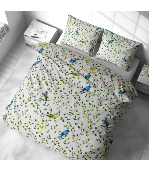 Voodipesu komplekt "Birds in Bloom". Puuvillane voodipesu