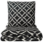 Voodipesu komplekt "Black Retro Rings". Voodipesu komplektid 200x220, 140x200 cm, 160x200 cm, 200x200 cm, 200x220 cm. Musta voodipesukomplekt valgete kattuvate ringidega
