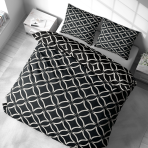 Voodipesu komplekt "Black Retro Rings". Voodipesu komplektid 200x220, 140x200 cm, 160x200 cm, 200x200 cm, 200x220 cm. Sümmeetriline ringimuster mustal taustal