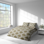 Voodipesu komplekt "Olive Orbit". Mustriline voodipesu, 140x200 cm, 150x200 cm, 160x200 cm, 180x200 cm, 200x200 cm, 200x220 cm, 220x240 cm. Kaasaegne disain ovaalsete motiividega rohelise ja valge kombinatsioonis