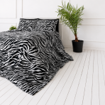 Voodipesu komplekt "Black Safari". Mustriline voodipesu, 140x200 cm, 150x200 cm, 160x200 cm, 180x200 cm, 200x200 cm, 200x220 cm, 220x240 cm. Mustvalge voodipesu ebakorrapäraste sebratriipudega