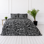 Voodipesu komplekt "Black Safari". Mustriline voodipesu, 140x200 cm, 150x200 cm, 160x200 cm, 180x200 cm, 200x200 cm, 200x220 cm, 220x240 cm. Kontrastne mustvalge voodipesudisain metsiku sebramustriga