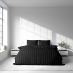 Voodipesu komplekt "Black Stripes". Voodipesu komplektid 140x200, 140x200 cm, 160x200 cm, 200x200 cm, 200x220 cm. Klassikaline must voodipesu komplekt triibudega detailides, pakkudes ajatut ja rafineeritud esteetikat teie voodile