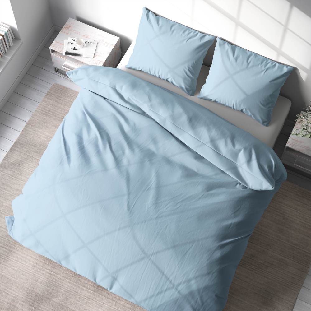 Voodipesu komplekt "Blizzard". Hotelli voodipesu, 140x200 cm, 200x200 cm, 200x220 cm, 220x240 cm. Stiilne helesinine voodipesukomplekt, mis tõstab teie magamistoa sisekujundust elegantselt.