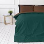 Voodipesu komplekt "Brunette Juniper". Roheline voodipesu, 140x200 cm, 150x200 cm, 160x200 cm, 180x200 cm, 200x200 cm, 200x220 cm, 220x240 cm. Sügavroheline voodipesukomplekt šokolaadipruunide aktsentidega.