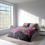Voodipesu komplekt "Burdock". Voodipesu komplektid 140x200, 140x200 cm, 150x200 cm, 160x200 cm, 180x200 cm, 200x200 cm, 200x220 cm. Julged loorberimustrid kaunistavad seda tumedat ja helerohelist voodipesu komplekti, mis annab unikaalse stiili.