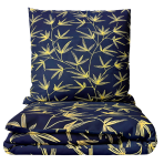 Voodipesu komplekt "Dawn Botanical". Voodipesu komplektid 140x200, 140x200 cm, 160x200 cm, 200x200 cm, 200x220 cm. Tumesinine voodipesukomplekt, kus on elavad kollased oksad, luues silmatorkava kontrasti teie magamistoa sisustuses.