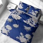 Voodipesu komplekt "Vast Blossom". Voodipesu komplektid 140x200, 140x200 cm, 200x200 cm, 200x220 cm, 220x240 cm. Tumesinine voodipesukomplekt silmapaistvate heledate lilledega, mis sobib ideaalselt moodsasse lillest inspireeritud sisekujundusse.