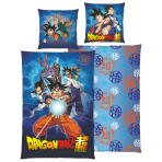 Voodipesu komplekt "Dragon Ball Super". Puuvillane voodipesu, 135x200 cm. Sinine dragon ball superi voodipesudisain värviliste animetegelaste ja erksa logoga