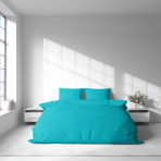Voodipesu komplekt "Dreamy Waters". Voodipesu komplektid 140x200, 140x200 cm, 160x200 cm, 200x200 cm, 200x220 cm, 220x240 cm. Hele cyan voodipesu komplekt, mis pakub teie ruumile värskendavat värvi aktsenti, luues rahuliku ja stiilse magamiskeskkonna.